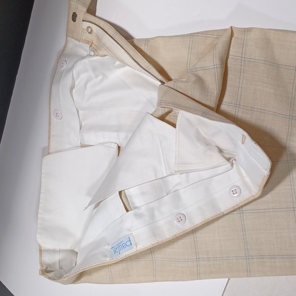 Vintage 80s Linen Dress Pants, Cream, Men's, Size 34, Made in USA - Picture 5 of 10